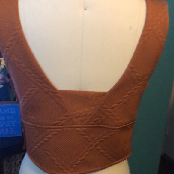 Maeve by Anthropologie Brown cropped V neck quilted vest - Picture 3 of 6